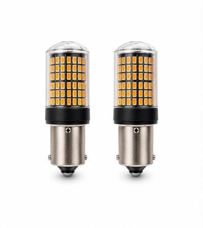 Par Focos Led Direccional 1156 Ba15s Ámbar Lupa Sin Error