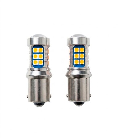 Par de Focos LED Direccional 1156 Ba15s P21w Ambar Con Lupa