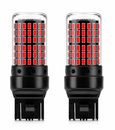 Par de Focos Mini LED 3157 12V  21W/5W 144LED Color Rojo con Lupa