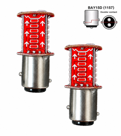 Par de Focos LED Direccional 1157 Ba15d Color Rojo Estrobo Con Secuencia