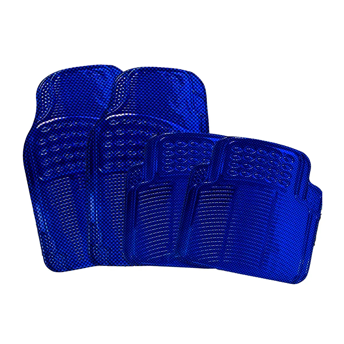 Tapete Automotriz Universales Metalizados Color Azul Cromado Kit de 4  45x42cm 
