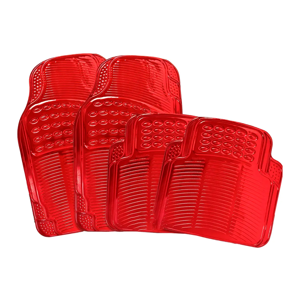 Tapete Automotriz Universales Metalizados Color Rojo Kit de 4 45x42cm