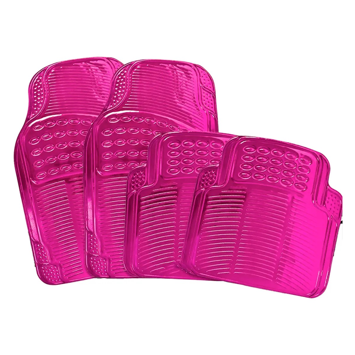 Tapete Automotriz Universales Metalizados Color Rosa Cromado Kit de 4 45x42cm