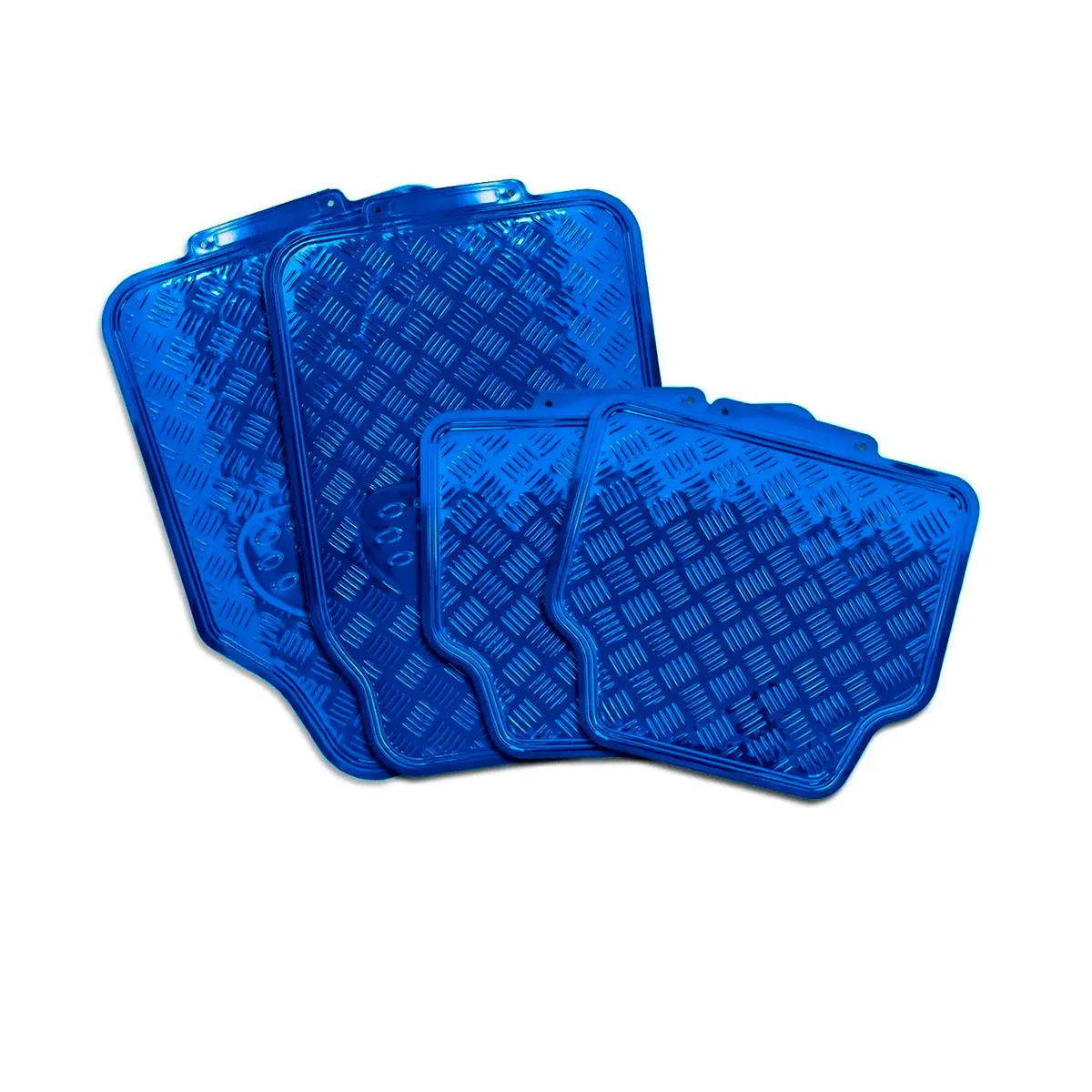 Tapete Automotriz Universales Metalizados Color Azul Metálico Kit de 4 45x42cm