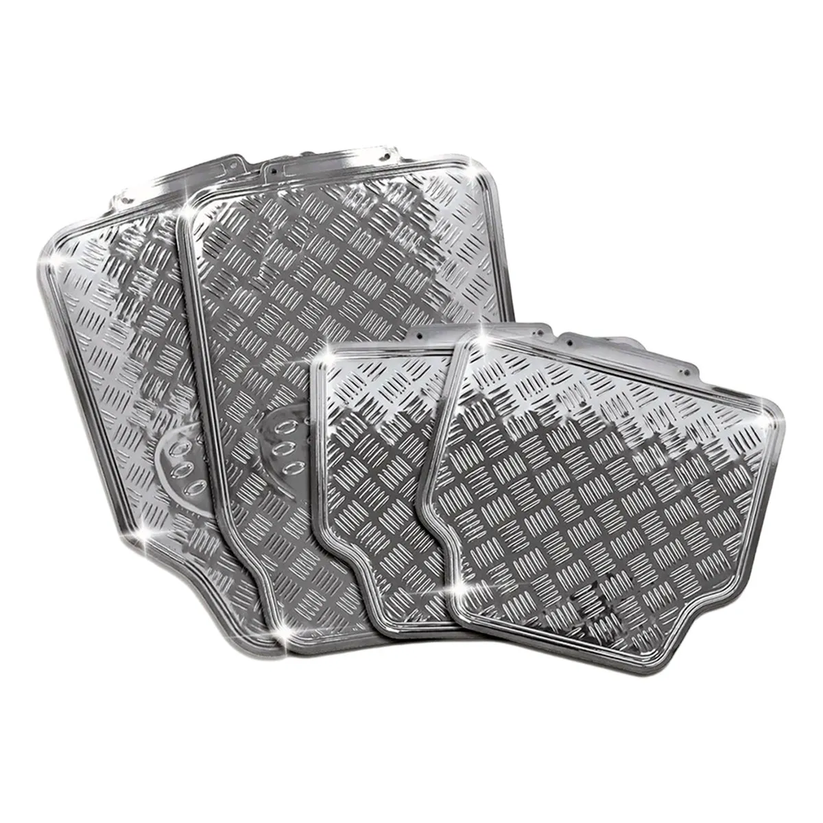 Tapete Automotriz Universales Metalizados Color Gris Metálico Kit de 4 45x42cm