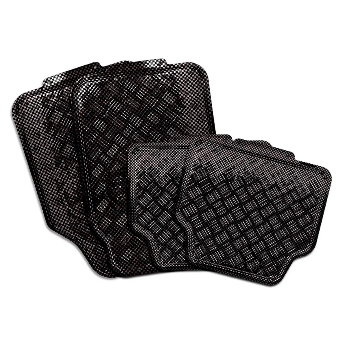Tapete Automotriz Universales Metalizados Color Negro Metálico Kit de 4 45x42cm
