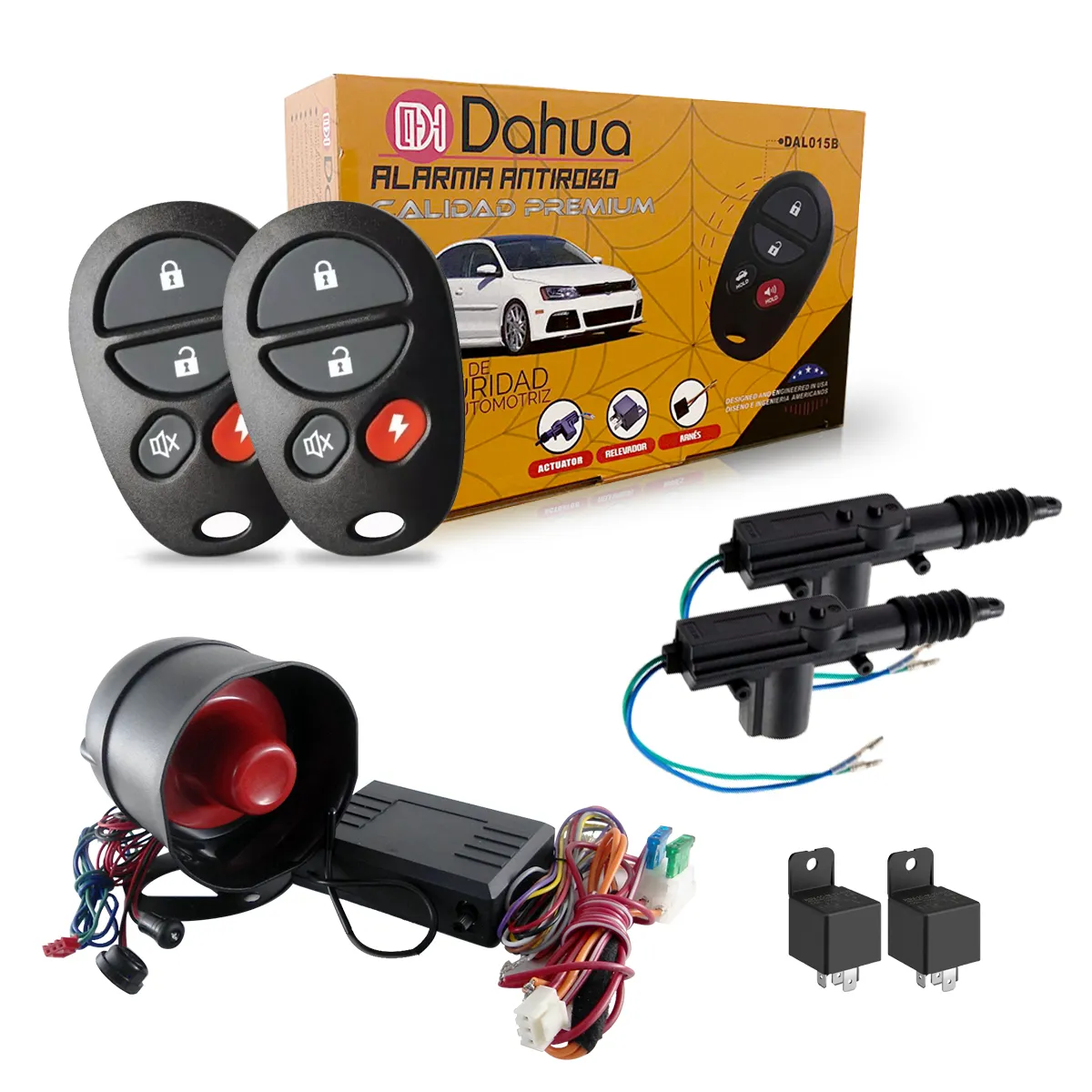 ALARMA  PLASTICO , REFORZADO DOS LLAVES 12V , 2 RELAY Y 2 SEGUROS ELECTRICOS