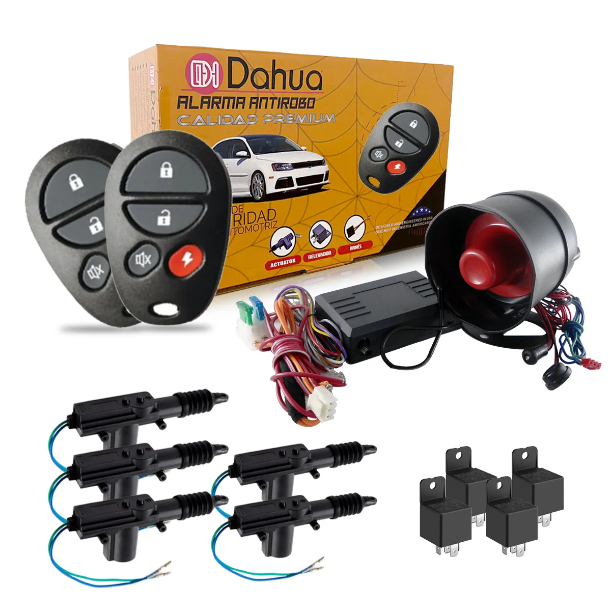 Alarma De Seguridad Automotriz Universal Con 2 Controles 5 Seguros Eléctricos A Distancia Para Auto DAL015C