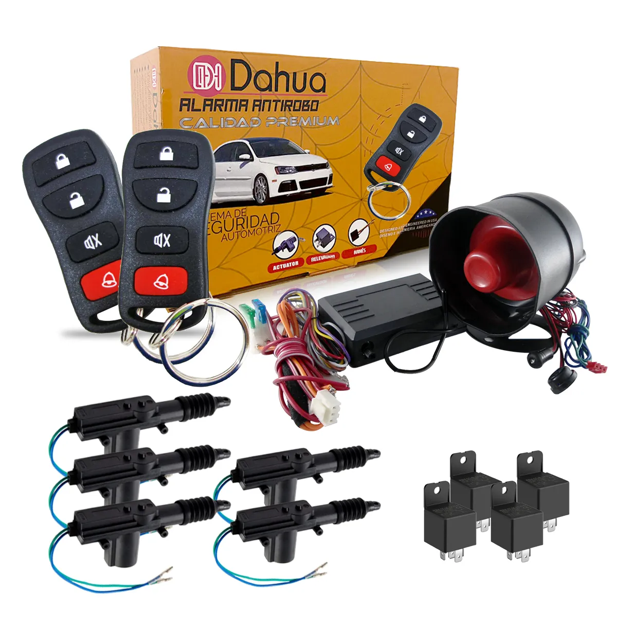 Alarma De Seguridad Automotriz Universal Con 2 Controles 5 Seguros Eléctricos A Distancia Para Auto DAL017C