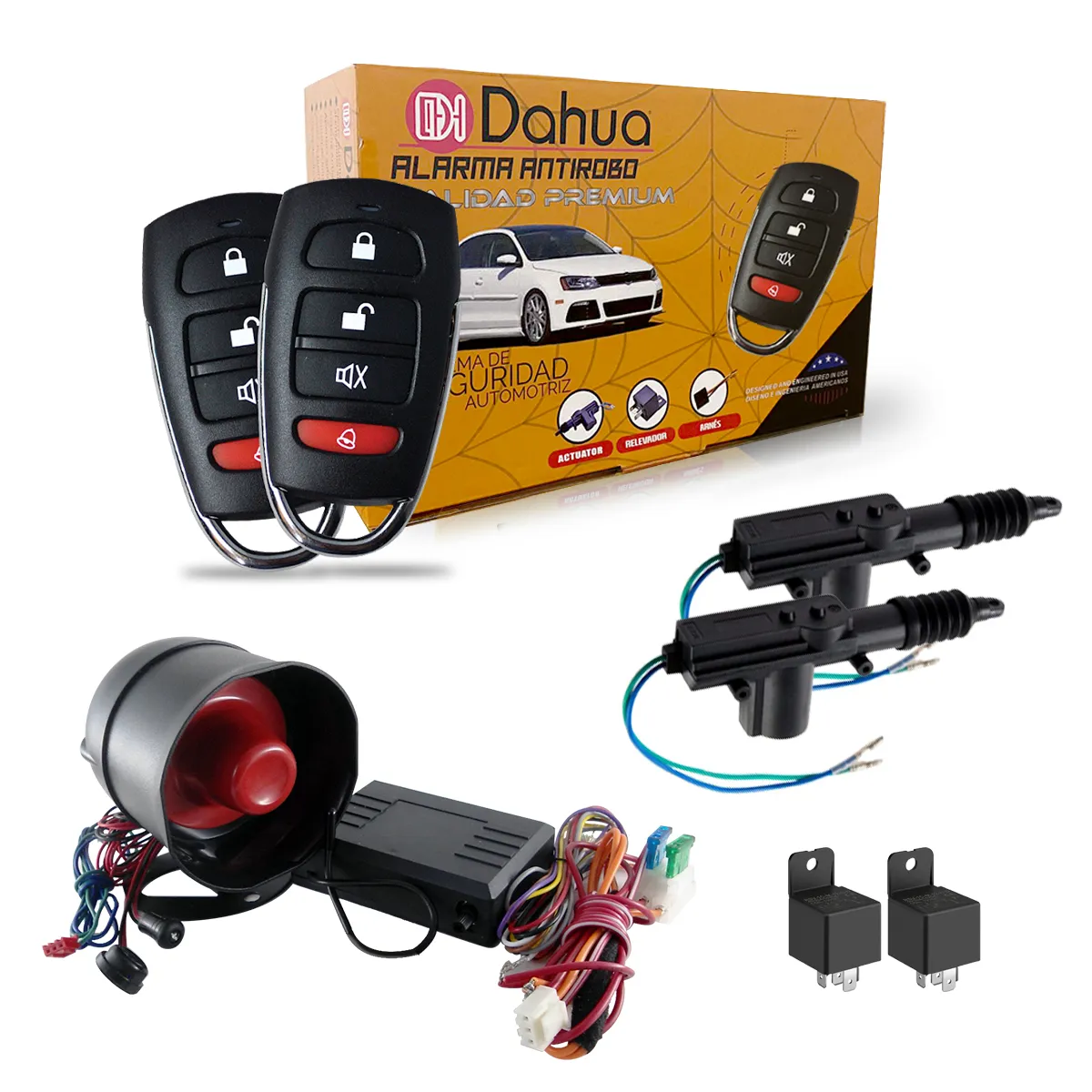Alarma De Seguridad Automotriz Universal Con 2 Controles 2 Seguros Eléctricos A Distancia Para Auto DAL018B