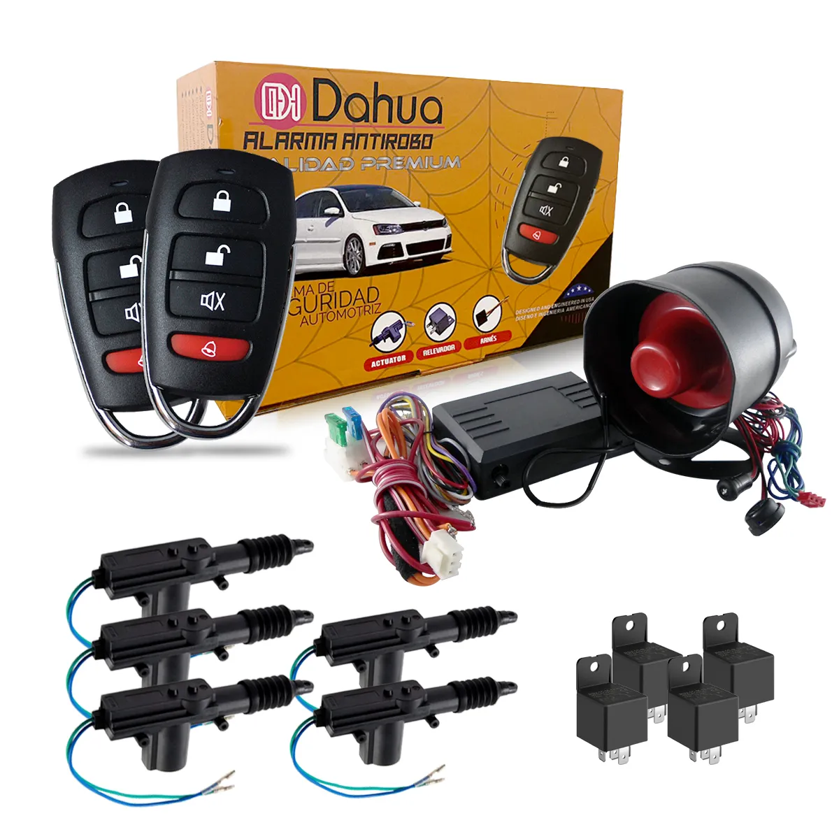Alarma De Seguridad Automotriz Universal Con 2 Controles 5 Seguros Eléctricos A Distancia Para Auto DAL018C