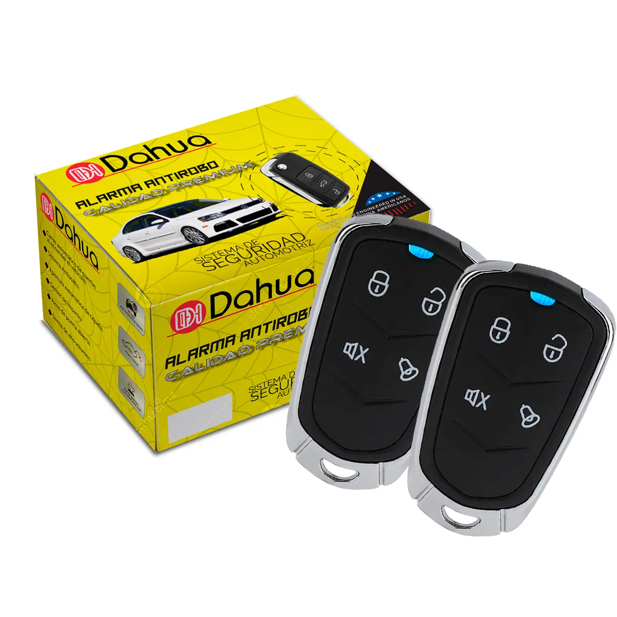 Alarma De Seguridad Automotriz Universal Con 2 Controles A Distancia Para Auto DAL027