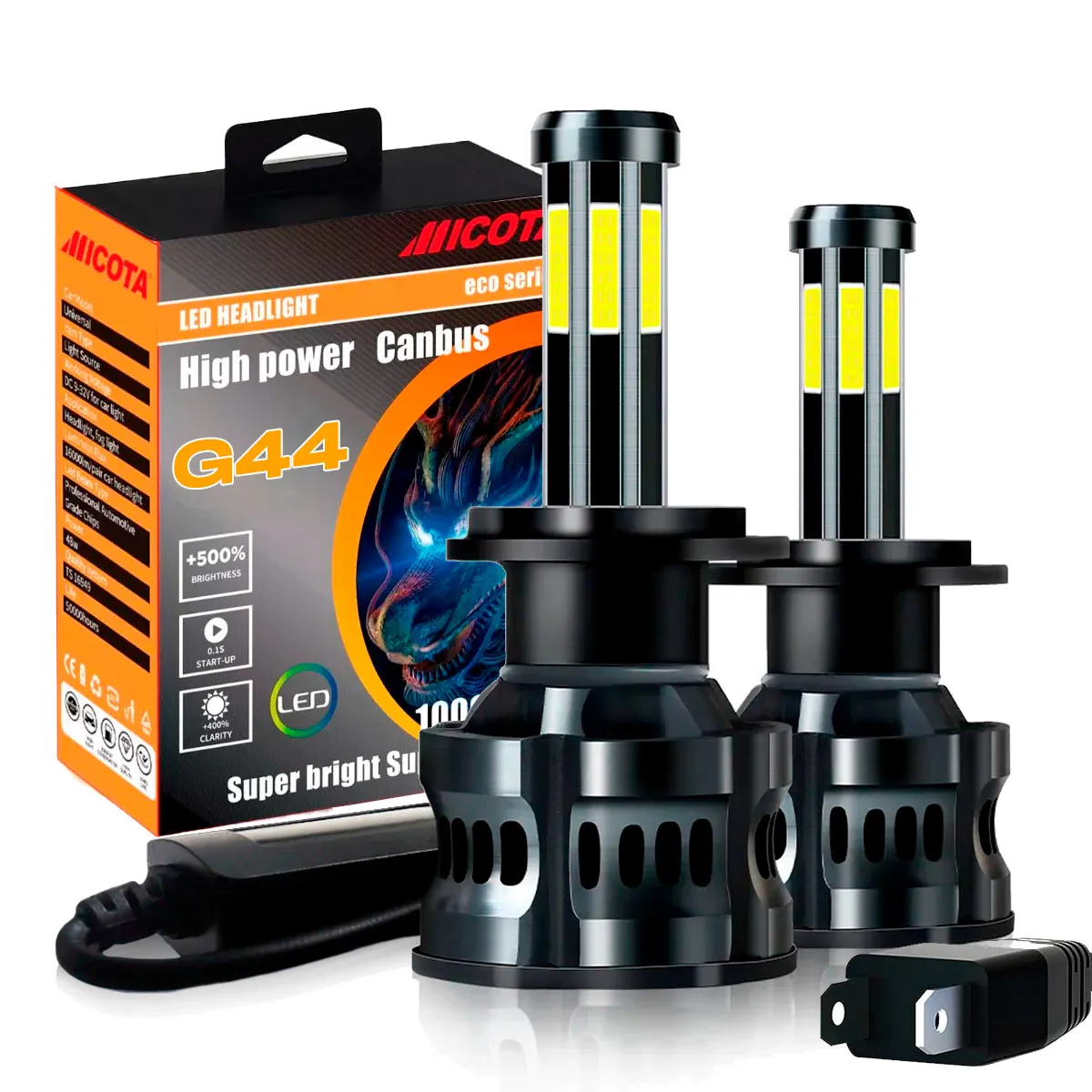 KIT DE LED G44-6;H4 9-32V 50W  6500K 5000lms , LEDs:6LED(COB),With Fan 6sides;