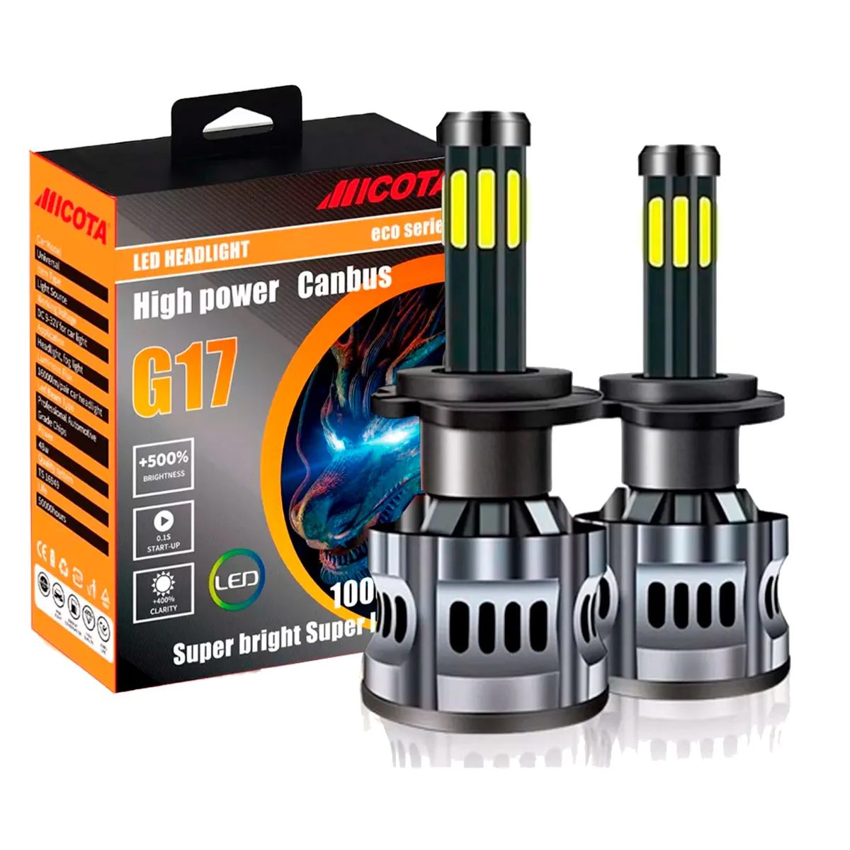 KIT DE LED G44-8;9004/9007 9-32V 50W  6500K 5000lms ，LEDs:8LED(COB),With Fan 8sides;