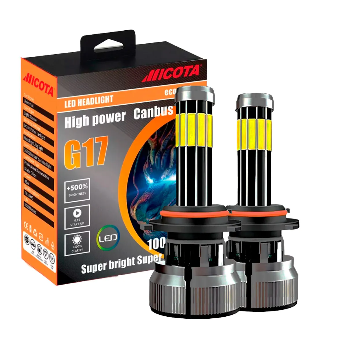 KIT DE LED G44-10;H11 9-32V 50W  6500K 5000lms , LEDs:10LED(COB),With Fan 10sides;