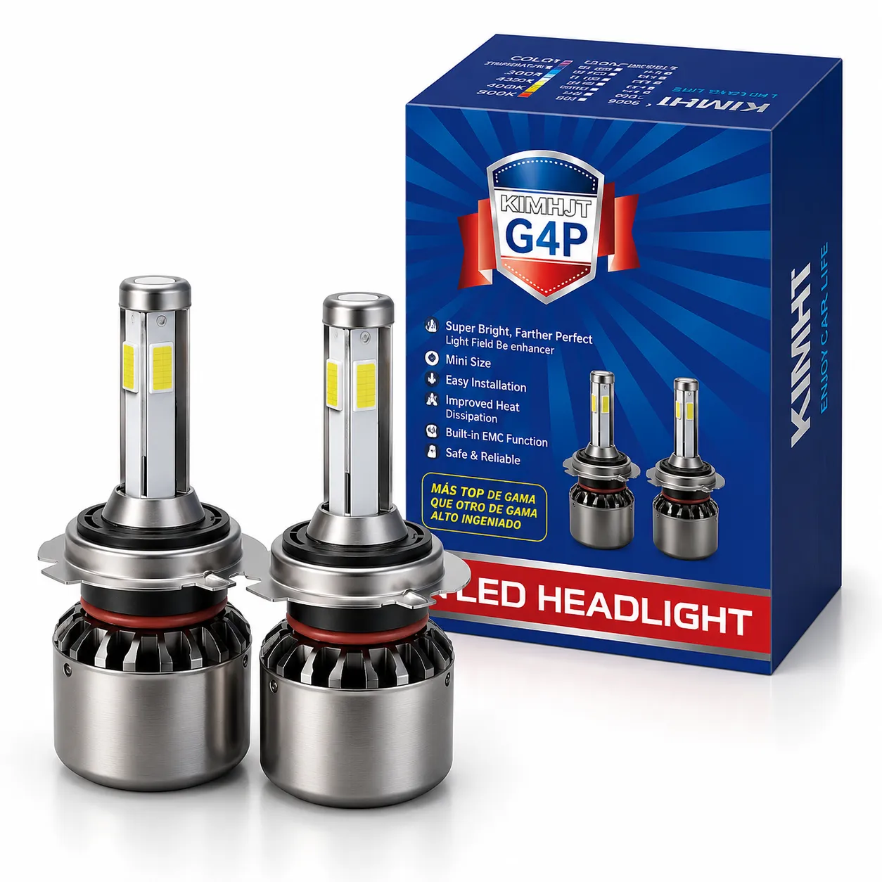 KIT DE LED G4P;H13 12-24V 60W  6000K 6000lms , LEDs:4LED(COB),With Fan 4sides,Hihg/Low;