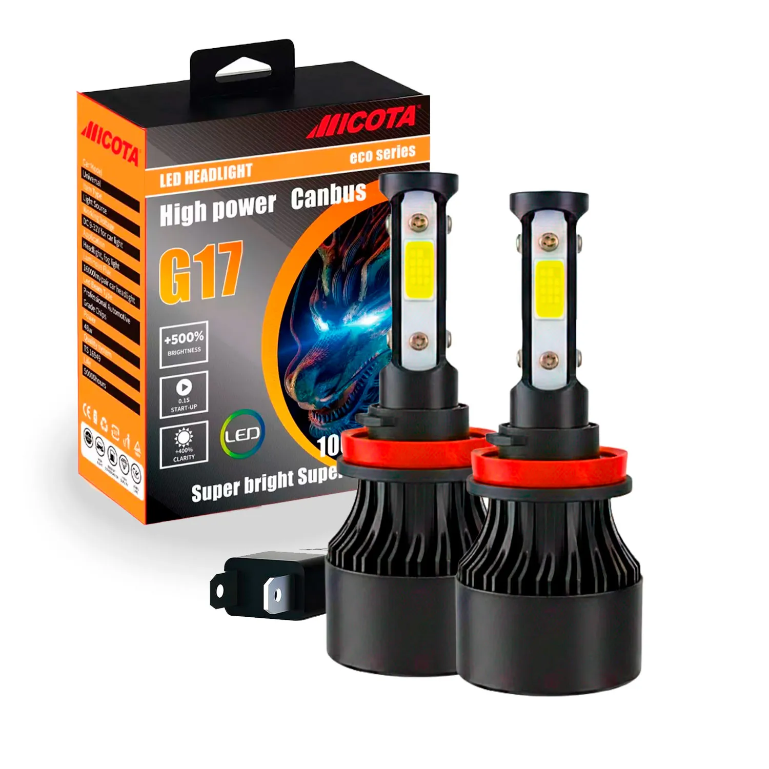 KIT DE LED G17;9005 9-32V 45W  6000K 4000lms , LEDs:4LED(COB),With Fan 4sides;