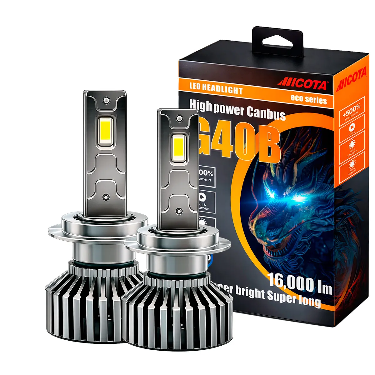 KIT DE LED G40B;9006   9-32V 120W 6500K 16000lms , 7035-68,With Fan 2sides;